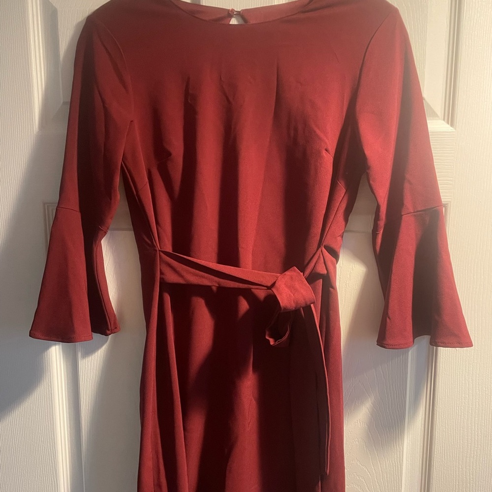 Lulu's Chic Burgundy Long Sleeve Dress